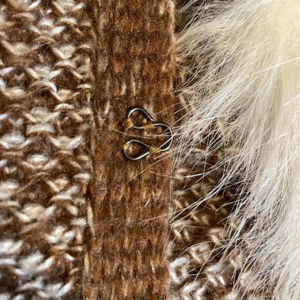Oona & Maud Belted Cardigan XL Removable Faux Fur Trim Brown *SEE NOTES* - Picture 11 of 11
